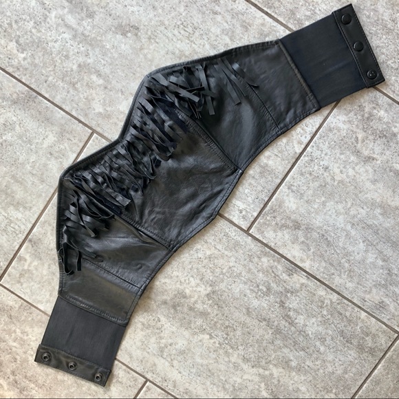 1980s IOU Leather Bodice with Fringe - Picture 8 of 12